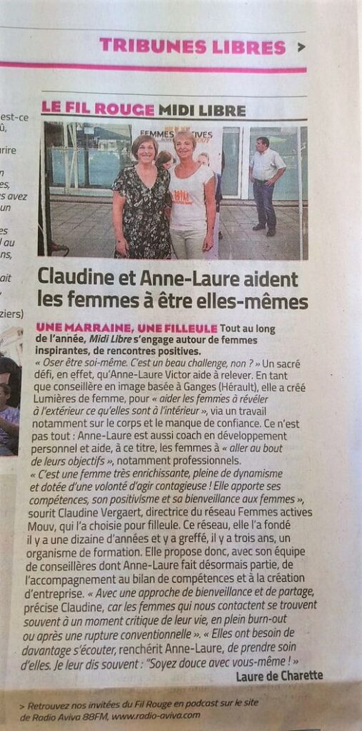 article de journal du Midi Libre avec photo de deux femmes et texte