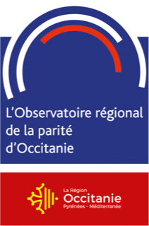Logo bleu et rouge de l'Observatoire régional de la parité d'Occitanie